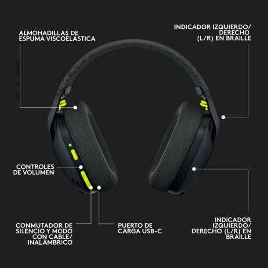 Auriculares Logitech G435 Inalámbricos USB Negros